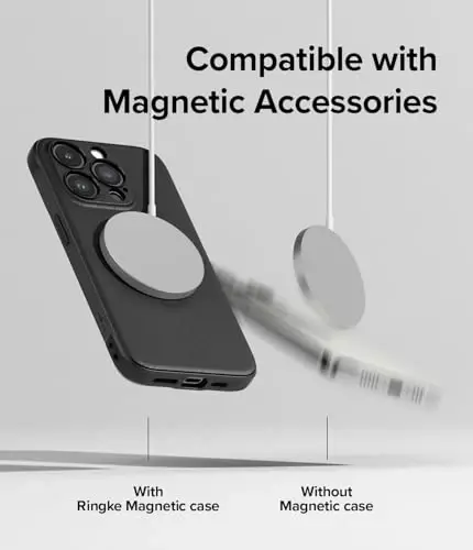 Ringke Onyx iPhone 15 Pro Max uchun g'ilof, [MagSafe bilan mos] Yog 'va kirdan himoya, kameralar uchun individual linza qopqoqlari, sirpanmaydigan kuchaytirilgan ushlagich yengil qopqoq - magnit qora - RINGKE