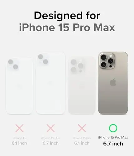 Ringke Onyx iPhone 15 Pro Max uchun g'ilof, [MagSafe bilan mos] Yog 'va kirdan himoya, kameralar uchun individual linza qopqoqlari, sirpanmaydigan kuchaytirilgan ushlagich yengil qopqoq - magnit qora - 3