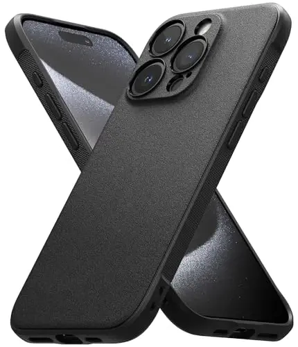 Ringke Onyx iPhone 15 Pro Max uchun g'ilof, [Qo'lda yaxshi seziladi] Yog 'va kirlikka chidamli, kameralar uchun individual linzalar qopqoqlari, sirpanmaydigan, kuchaytirilgan ushlagich, engil qopqoq - qora - RINGKE