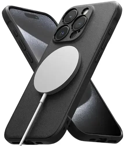 Ringke Onyx iPhone 15 Pro uchun g‘ilof, [MagSafe bilan mos] Yog‘ va kirlikka chidamli, Kameralar uchun alohida linza qopqoqlari, Sirpanmaydigan yaxshilangan tutqichli yengil qopqoq - Magnit Qora - 1