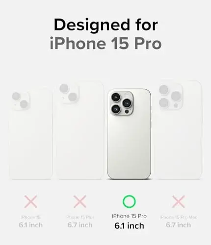 Ringke Onyx iPhone 15 Pro uchun g‘ilof, [MagSafe bilan mos] Yog‘ va kirlikka chidamli, Kameralar uchun alohida linza qopqoqlari, Sirpanmaydigan yaxshilangan tutqichli yengil qopqoq - Magnit Qora - 2