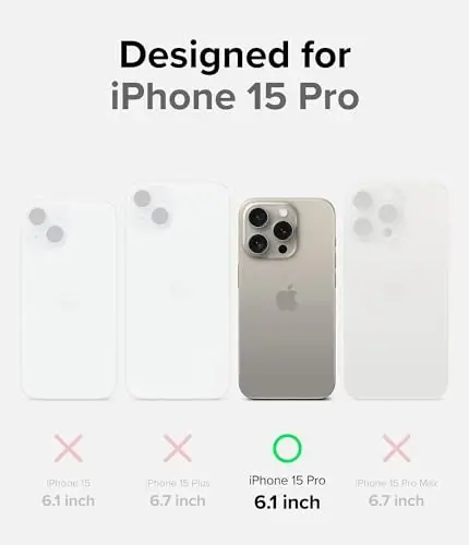 Ringke Onyx iPhone 15 Pro uchun gʻilof, [Qoʻlda yaxshi seziladi] Yogʻ va kirlikka chidamli, kameralar uchun individual linza qopqoqlari, sirpanmaydigan kuchaytirilgan tutqichli yengil gʻilof - Kulrang - 2
