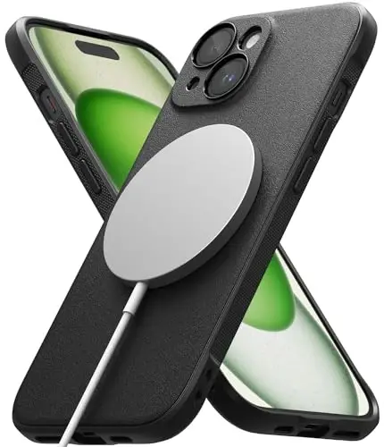 Ringke Onyx iPhone 15 uchun g'ilof, [MagSafe bilan mos] Yog' va kirga chidamli, kameralar uchun individual linza qopqoqlari, sirpanmaydigan, kuchaytirilgan ushlagich, yengil qopqoq - magnit qora - 1
