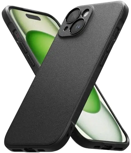 Ringke Onyx iPhone 15 uchun g‘ilof, [Qo‘lda yaxshi seziladi] Yog‘ va kirga chidamli, kameralar uchun individual linza qopqoqlari, sirpanmaydigan kuchaytirilgan tutqichli yengil g‘ilof - Qora 