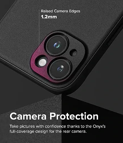 Ringke Onyx iPhone 15 uchun g‘ilof, [Qo‘lda yaxshi seziladi] Yog‘ va kirga chidamli, kameralar uchun individual linza qopqoqlari, sirpanmaydigan kuchaytirilgan tutqichli yengil g‘ilof - Qora - 5
