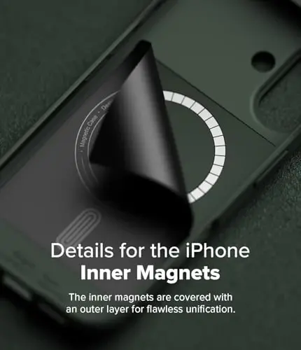 Ringke Onyx iPhone 16 Plus uchun g‘ilof, [MagSafe bilan mos] Yog‘ va kirlikka chidamli, Kameralar uchun individual linza qopqoqlari, Sirpanmaydigan kuchaytirilgan tutqichli yengil g‘ilof - Magnitli to‘q yashil - 4