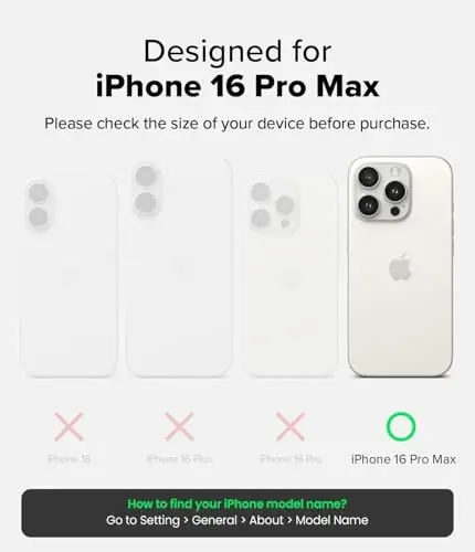 Ringke Onyx iPhone 16 Pro Max uchun g'ilof, [MagSafe bilan mos] Yog 'va kirlarga chidamli, Kameralar uchun alohida linza qopqoqlari, Sirpanmaydigan kuchaytirilgan ushlagichli yengil qopqoq - Magnit Kamuflaj Qora - 2