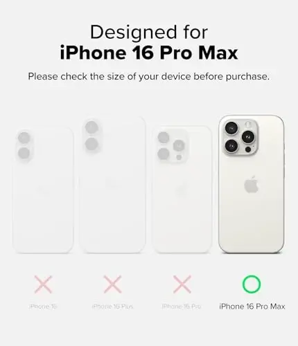 Ringke Onyx iPhone 16 Pro Max uchun g‘ilof, [MagSafe bilan mos] Yog‘ va kirlikka chidamli, kameralar uchun alohida linza qopqoqlari, sirpanmaydigan, yengil g‘ilof - magnit qora - RINGKE (1)
