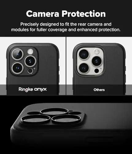 Ringke Onyx iPhone 16 Pro Max uchun g‘ilof, [MagSafe bilan mos] Yog‘ va kirlikka chidamli, kameralar uchun alohida linza qopqoqlari, sirpanmaydigan, yengil g‘ilof - magnit qora - 3
