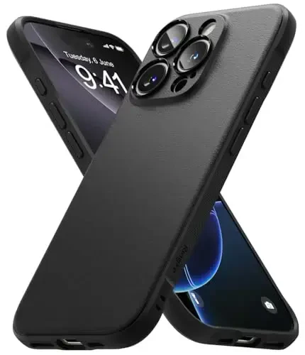 Ringke Onyx iPhone 16 Pro Max uchun g‘ilof, [Qo‘lda yaxshi seziladi] Yog‘ va kirga chidamli, kameralar uchun alohida linza qopqoqlari, sirpanmaydigan kuchaytirilgan tutqichli yengil g‘ilof - Qora - RINGKE