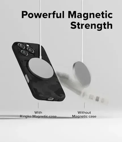 Ringke Onyx iPhone 16 Pro uchun g‘ilof, [MagSafe bilan mos] Yog‘ va kirlikka chidamli, kameralar uchun individual linza qopqoqlari, sirpanmaydigan kuchaytirilgan ushlagich yengil g‘ilof - Magnetic Camo Black - 5