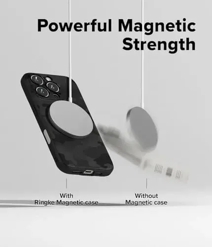 Ringke Onyx iPhone 16 Pro uchun g‘ilof, [MagSafe bilan mos] Yog‘ va kirlikka chidamli, kameralar uchun individual linza qopqoqlari, sirpanmaydigan kuchaytirilgan ushlagich yengil g‘ilof - Magnetic Camo Black - 5