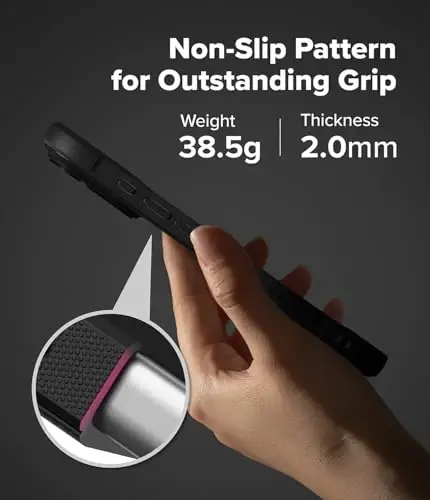 Ringke Onyx iPhone 17 Pro Max uchun g'ilof, [Qo'lda yaxshi seziladi] Yog 'va kirlikka chidamli, kameralar uchun individual linza qopqoqlari, sirpanmaydigan kuchaytirilgan ushlagichli engil qopqoq - Qora - 4