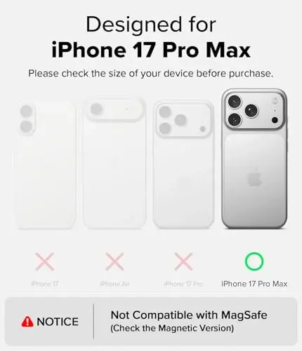 Ringke Onyx iPhone 17 Pro Max uchun g'ilof, [Qo'lda yaxshi seziladi] Yog 'va kirlikka chidamli, kameralar uchun individual linza qopqoqlari, sirpanmaydigan kuchaytirilgan ushlagichli yengil g'ilof - Camo Black - 2
