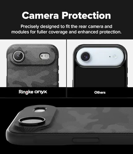 Ringke Onyx iPhone Air Case uchun, [MagSafe bilan mos] Yog' va kirlikka chidamli, Kameralar uchun individual linza qopqoqlari, Sirpanmaydigan yaxshilangan tutqichli yengil qopqoq - Magnitli Kamuflyaj Qora - 3