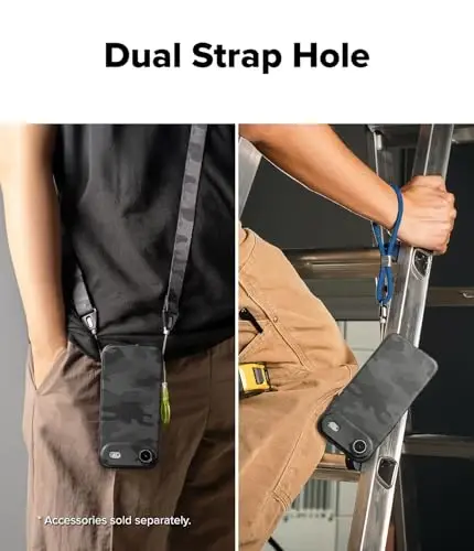 Ringke Onyx iPhone Air Case uchun, [MagSafe bilan mos] Yog' va kirlikka chidamli, Kameralar uchun individual linza qopqoqlari, Sirpanmaydigan yaxshilangan tutqichli yengil qopqoq - Magnitli Kamuflyaj Qora - 5