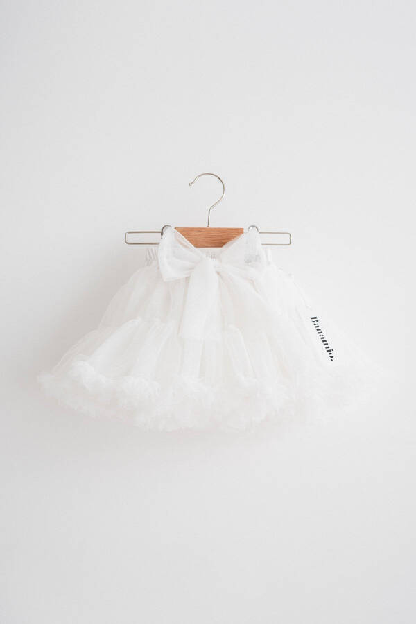 Rio Bow Detailed Lined Fluffy Carnival Tulle Skirt (ECRU) - 1