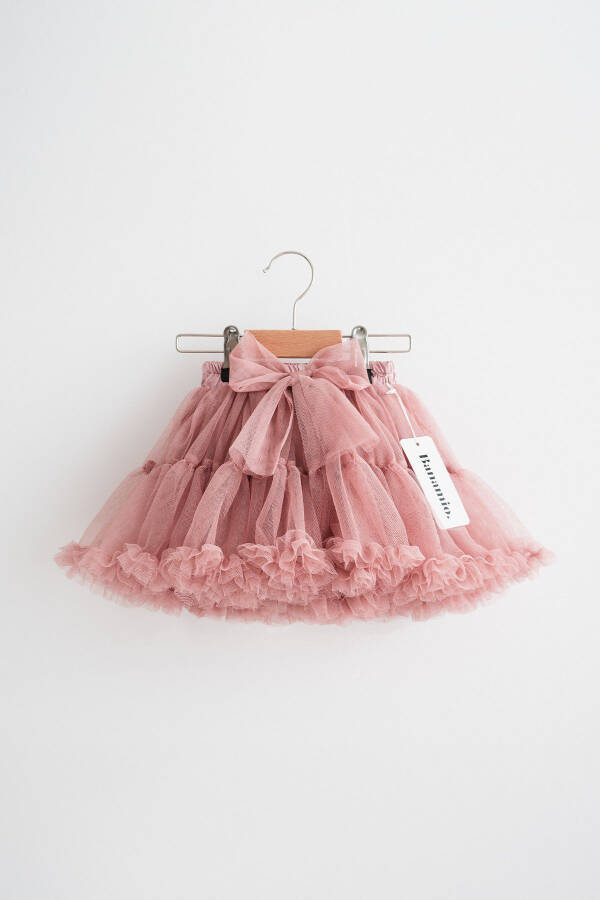 Rio Bow Detailed Lined Fluffy Carnival Tulle Skirt (ROSE) - 3