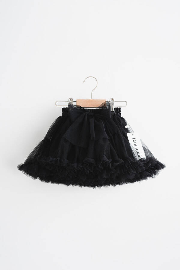 Rio Bow Detailed Lined Fluffy Carnival Tutu Skirt (BLACK) - 1