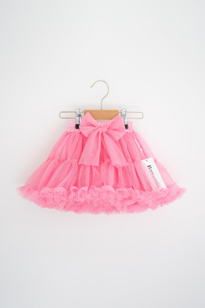 Rio Bow Detailed Lined Fluffy Carnival Tutu Skirt (SUGAR PINK) - 1