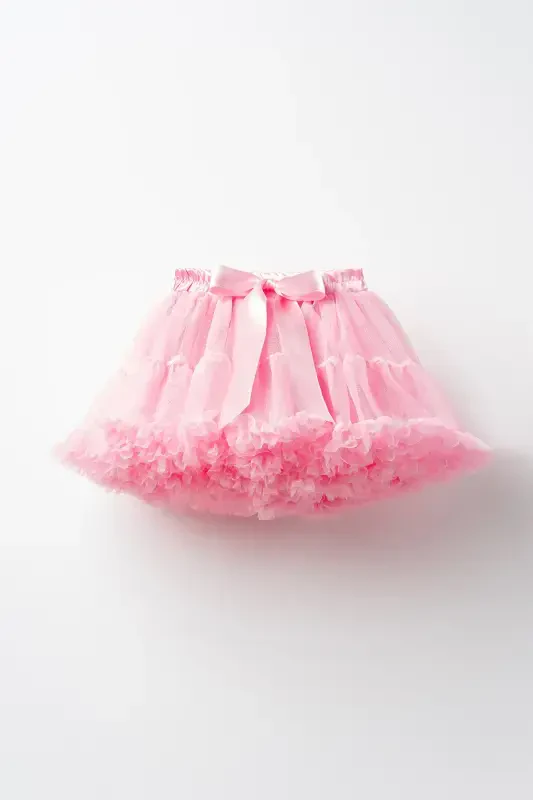 Rio Bow Detailed Lined Fluffy Carnival Tutu Skirt (SUGAR PINK) - 1