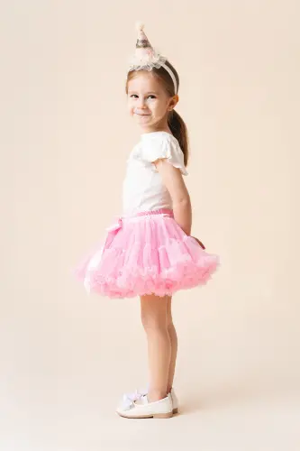 Rio Bow Detailed Lined Fluffy Carnival Tutu Skirt (SUGAR PINK) - BANAMIO (1)