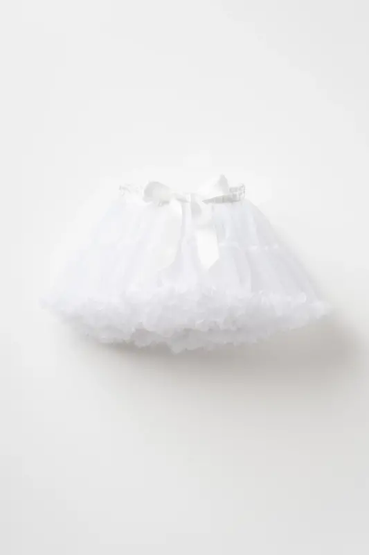 Rio Fiyonk Detaylı Astarlı Kabarık 23 Nisan 29 Ekim Cumhuriyet Bayramı Doğum Günü Karnaval Tütü Etek-Beyaz - 1