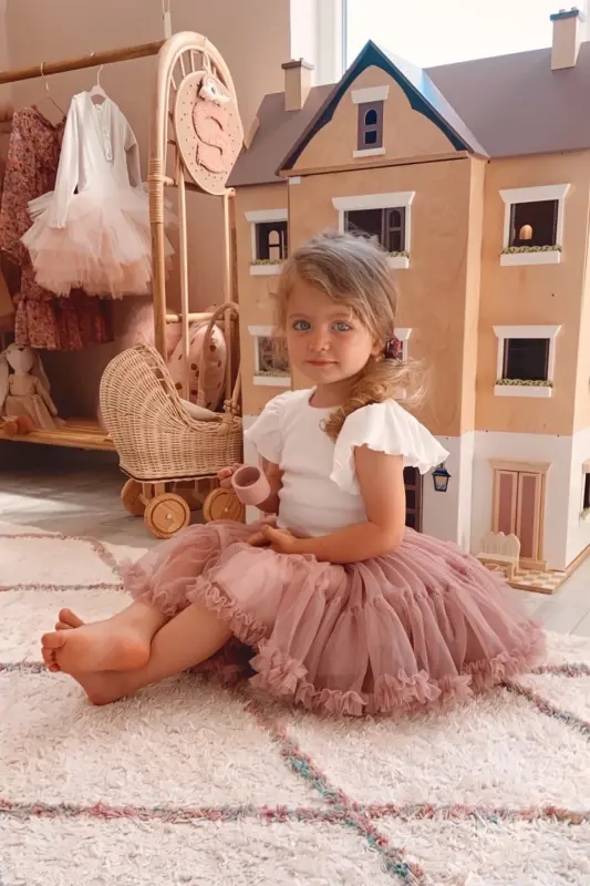 Rio Fiyonk Detaylı Astarlı Kabarık Karnaval Tütü Etek (GÜL KURUSU)-GÜL KURUSU - 2