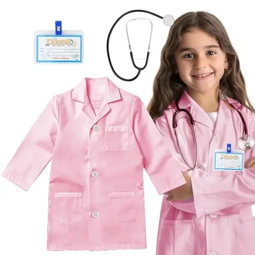 RioRand Kids' Doctor Lab Coat Costume with Accessories Role Play for Boys Girls Playset Nurse Costume Age 3-12 - 1