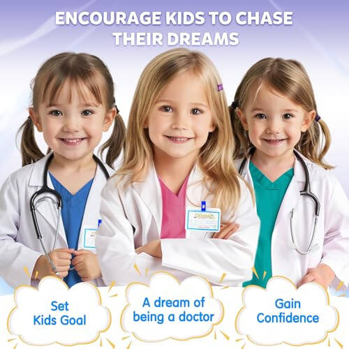 RioRand Doctor Costume for Kids With Stethoscope Lab Coat Career Day Costume Halloween Dress Up For Boys Girls 3-11 - 4