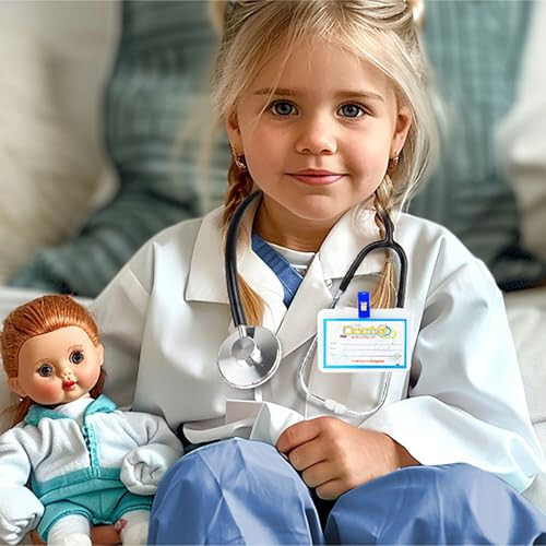 RioRand Doctor Costume for Kids With Stethoscope Lab Coat Career Day Costume Halloween Dress Up For Boys Girls 3-11 - 6