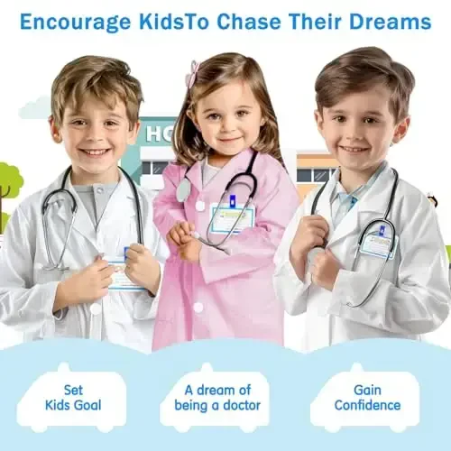 RioRand Kids' Doctor Lab Palto Kostyumi O'g'il Bolalar Qizlar uchun Aksessuarlar bilan O'yin Rojli O'yin To'plami Hamshira Kostyumi 3-12 Yosh - 4