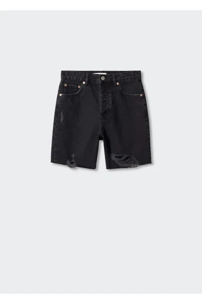 Ripped Denim Bermuda Shorts - 3