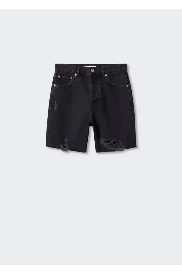 Ripped Denim Bermuda Shorts - 3