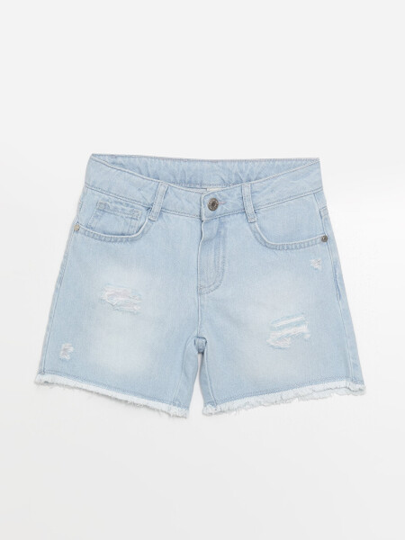 Ripped Detail Girls Jean Shorts - 4