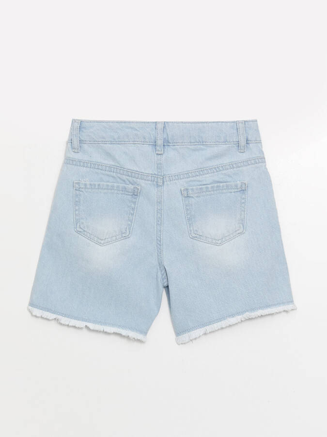 Ripped Detail Girls Jean Shorts - 5