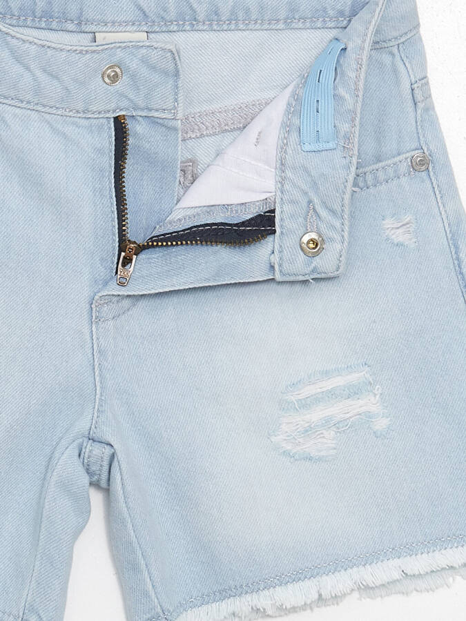 Ripped Detail Girls Jean Shorts - 6