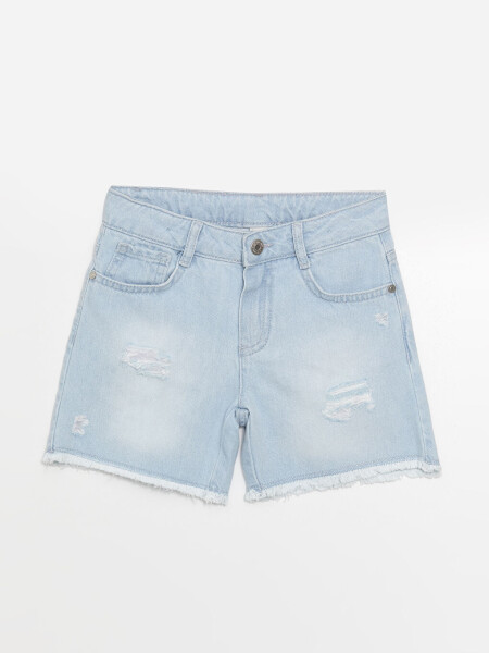 Ripped Detail Girls Jean Shorts - 1