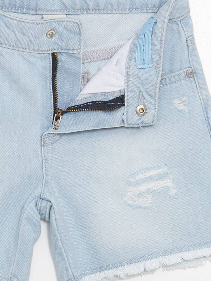 Ripped Detail Girls Jean Shorts - 3