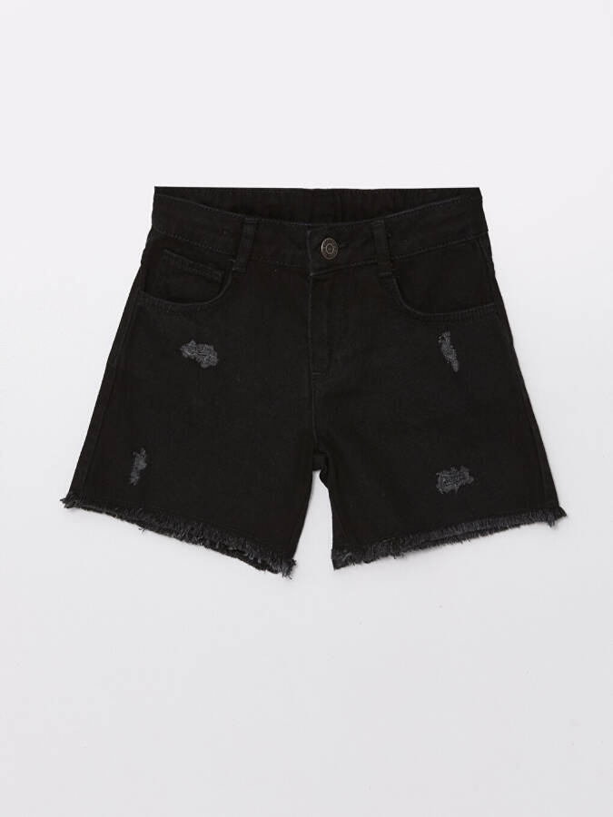 Ripped Detail Girls Jean Shorts - 6