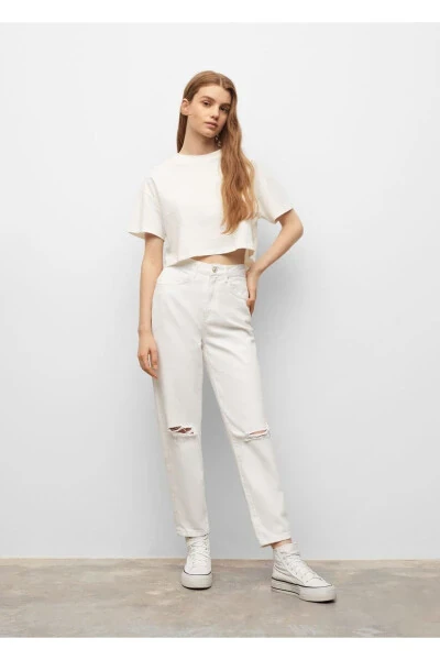 Ripped Detailed Straight Cut Jeans - 1