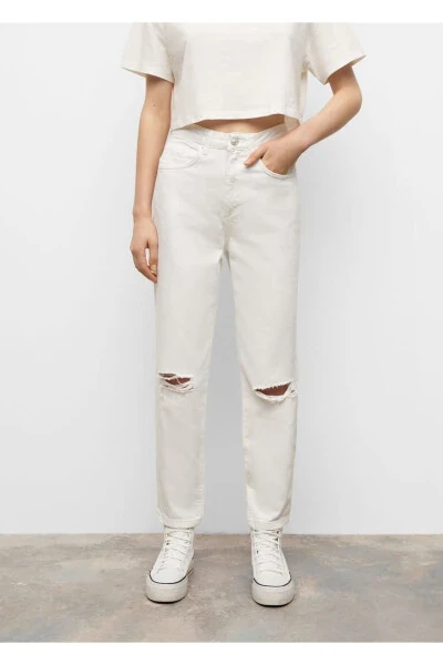 Ripped Detailed Straight Cut Jeans - 4
