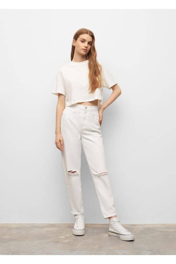 Ripped Detailed Straight Cut Jeans - 1