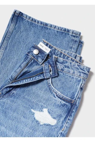 Ripped High Waisted Straight Cut Jean - 6