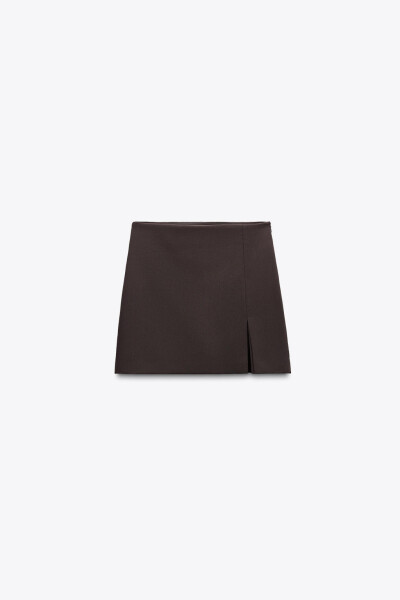 RIPPED JEANS SKIRT - Brown - 5