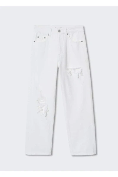 Ripped Patchwork Straight Jeans - 1