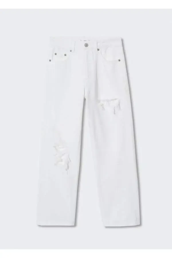 Ripped Patchwork Straight Jeans - 1