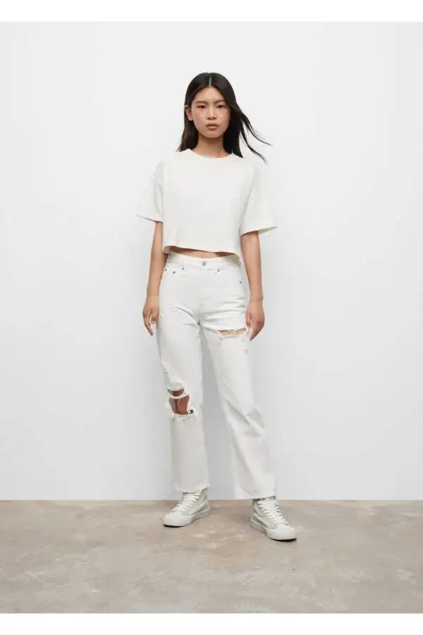 Ripped Patchwork Straight Jeans - 3