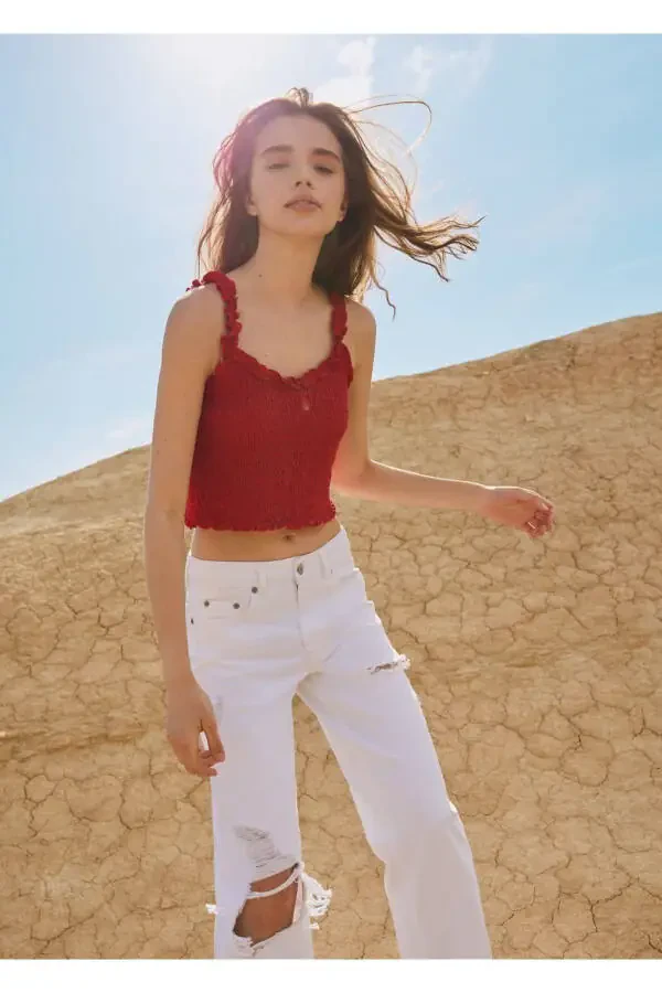 Ripped Patchwork Straight Jeans - 6