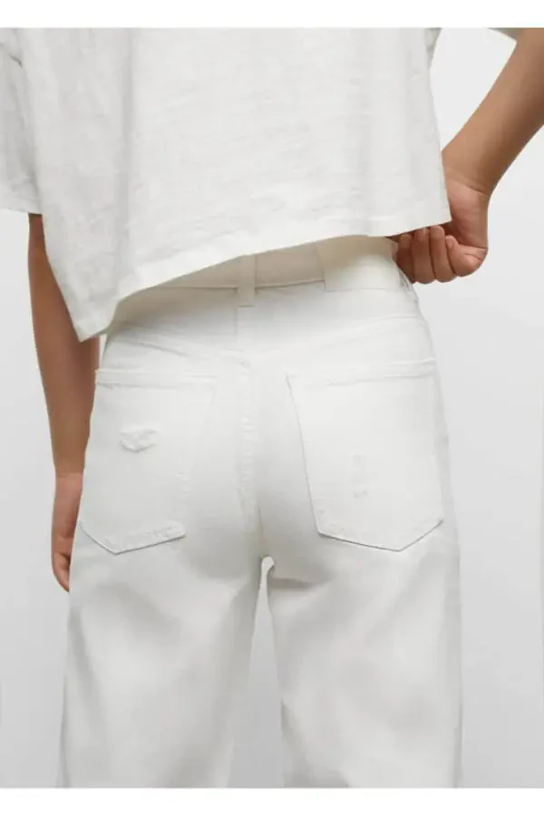 Ripped Patchwork Straight Jeans - 8